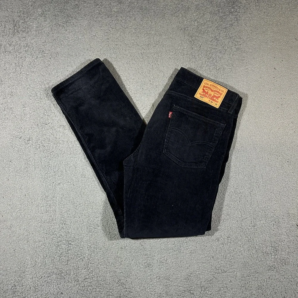 Levis 513 Slim Straight Mens Black Denim Jeans 34x32 Casual Everyday Pants #3310